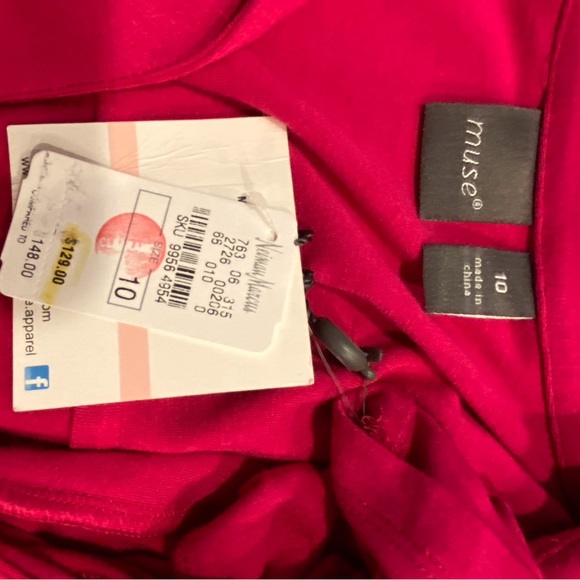 Muse deep pink twisted knot waist dress size 10. - Picture 6 of 8